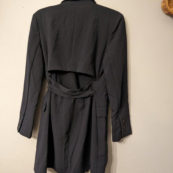Anthropologie Black Blazer Tie Open Back Dress - 6 - Picture 5 of 6